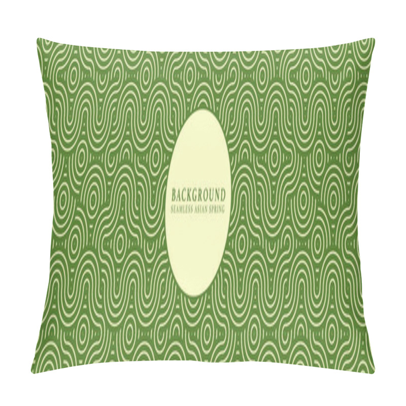 Personality  Asian Background Motif In Oriental Geometric Traditional Style. Swamp Or Pond Ornament Texture For Decorative Backdrop, Wrapping, Banner. Green Wavy Abstract Asian Vector Japanese Classic Motif.  Pillow Covers