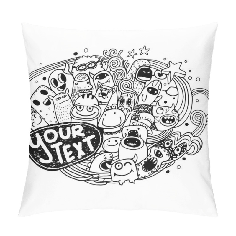 Personality  Hand Drawn Monsters And Cute Alien Pillow Covers