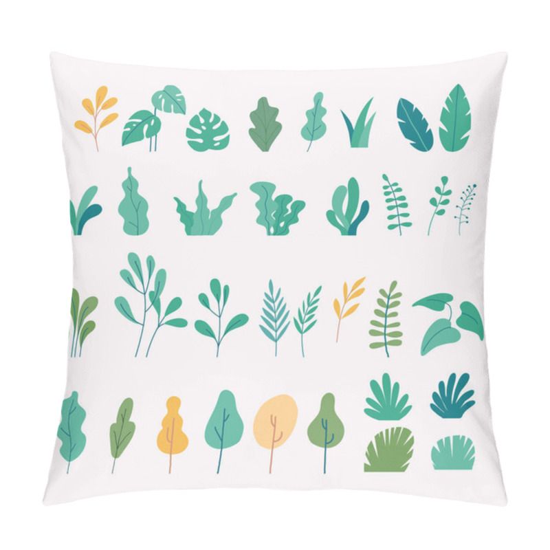 Personality  Vector Set Of Flat Illustrations Of Plants, Trees, Leaves Pillow Covers