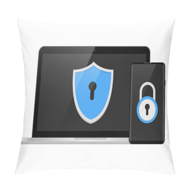 Personality  Two Step Authentication Illustration, Smartphone And Computer Safety Login Or Signin, Two Steps Verification Via Mobile Phone And Pc Vector Pillow Covers