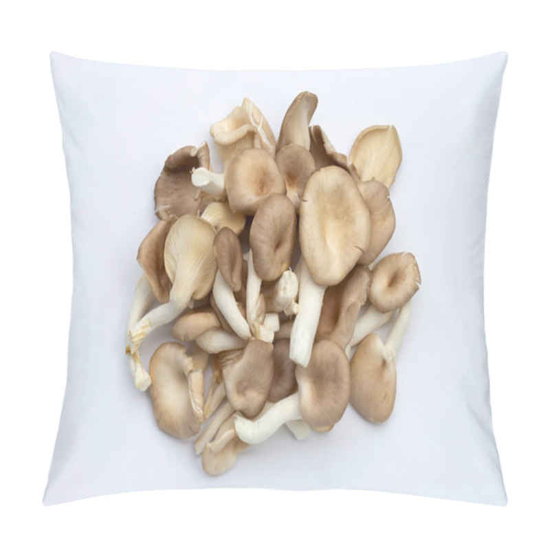 Personality  Fresh Oyster Mushroom On White Background. Pillow Covers