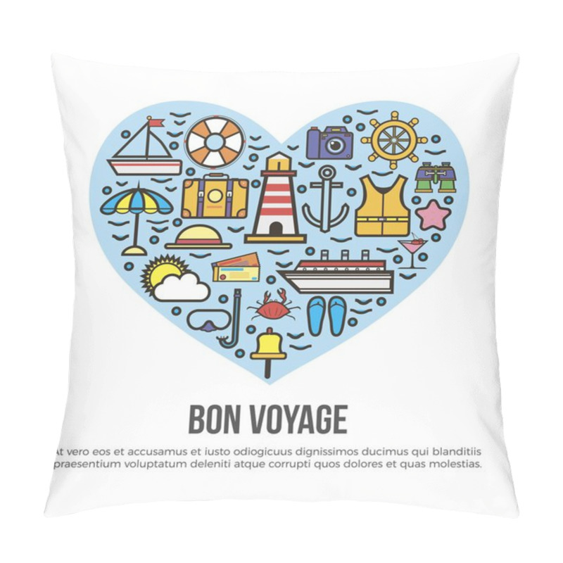 Personality  Bon Voyage Heart Pillow Covers