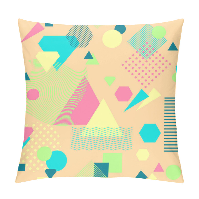 Personality  Abstract Seamless Pattern In Postmodern Memphis Style On Beige Pillow Covers