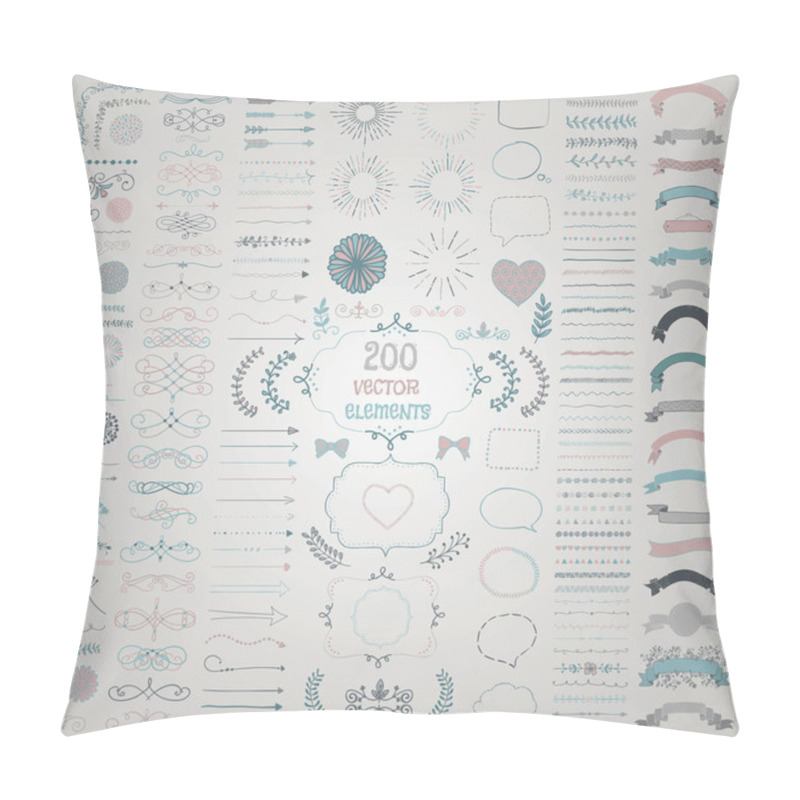 Personality  Big Set Of Vector Decorative Hand Drawn Design Elements Pillow Covers