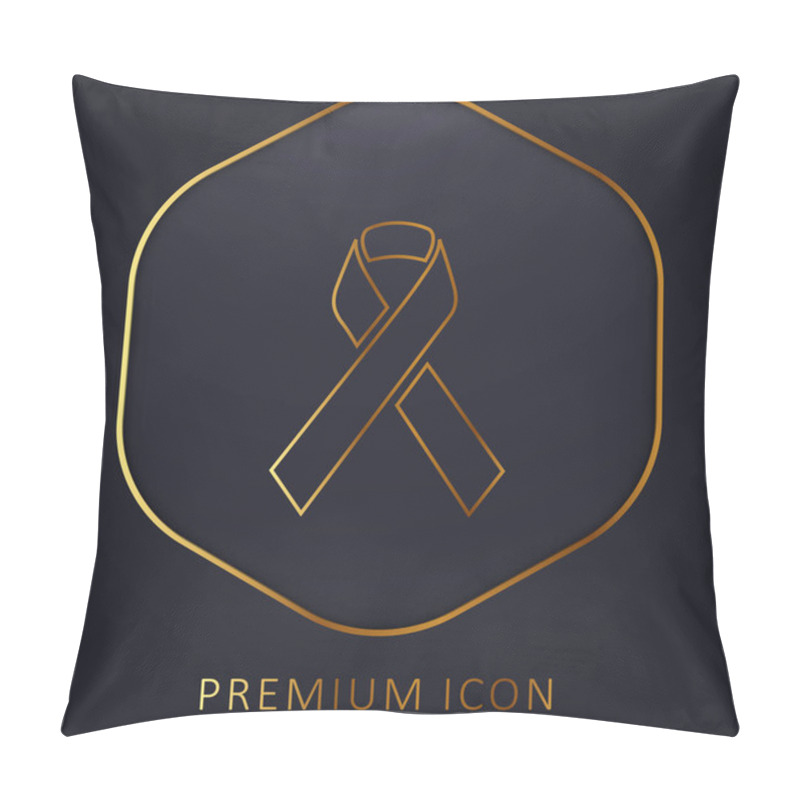 Personality  Awareness Ribbon Golden Line Premium Logo Or Icon Pillow Covers