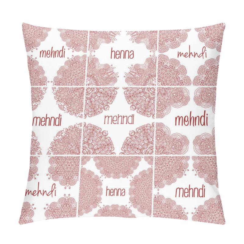 Personality  Mehndi Henna Frames. Set Indian Patterns For Design Pillow Covers