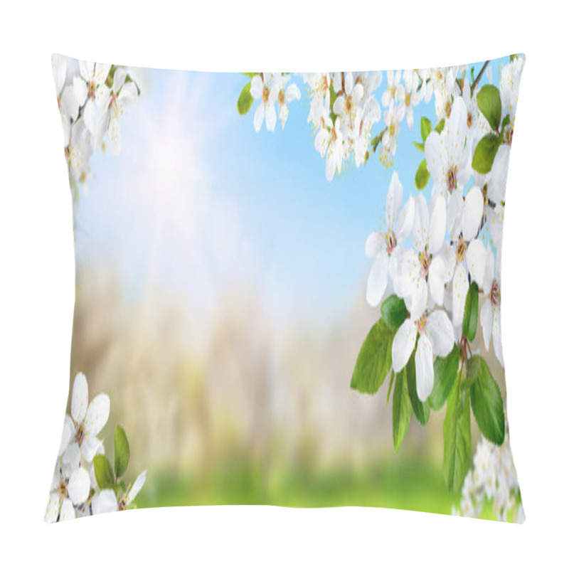 Personality  Spring Nature Composite With White Blossoms Pillow Covers