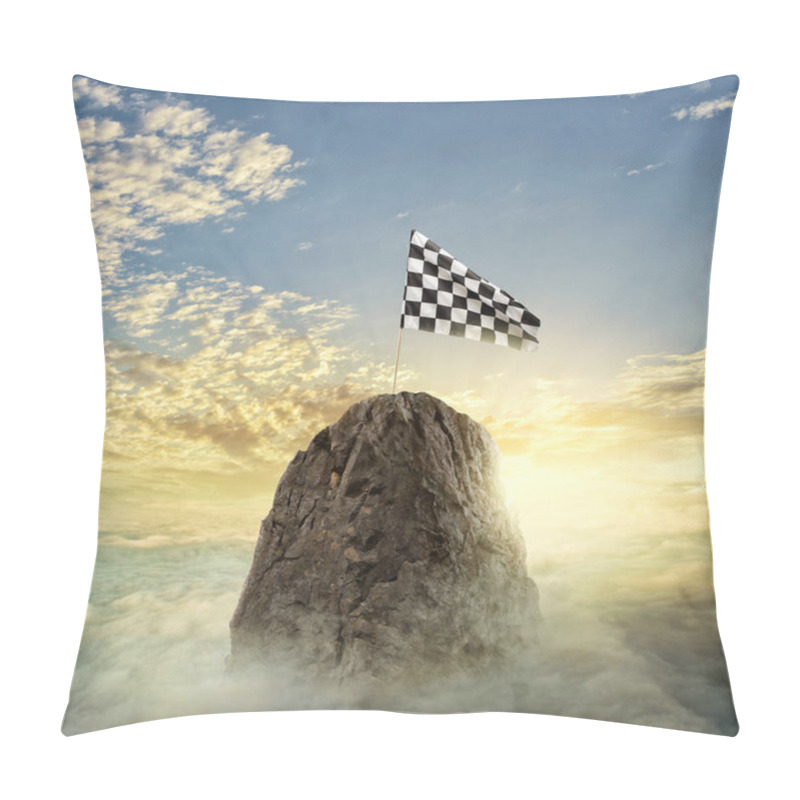 Personality  A Flag In A Mountain Like A Business Goal.  Pillow Covers