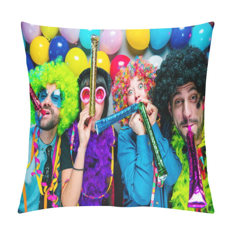 Personality  Party People Celebrating Carnival Or New Year In Party Club Pillow Covers