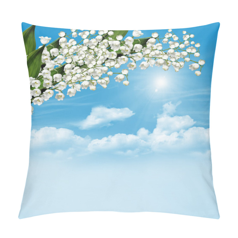 Personality  The Branch Of White Flowers Lily Of The Valley On A Background O Pillow Covers