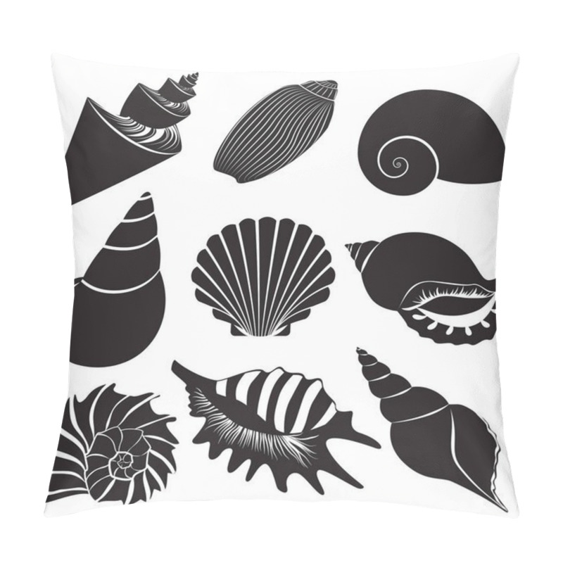 Personality  Vector Sea Shells. Seashell Silhouettes Set Isolated. Pillow Covers