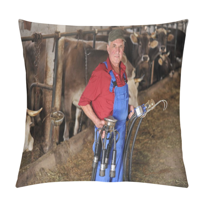 Personality  Farmer Is Working On Farm With Cows Pillow Covers