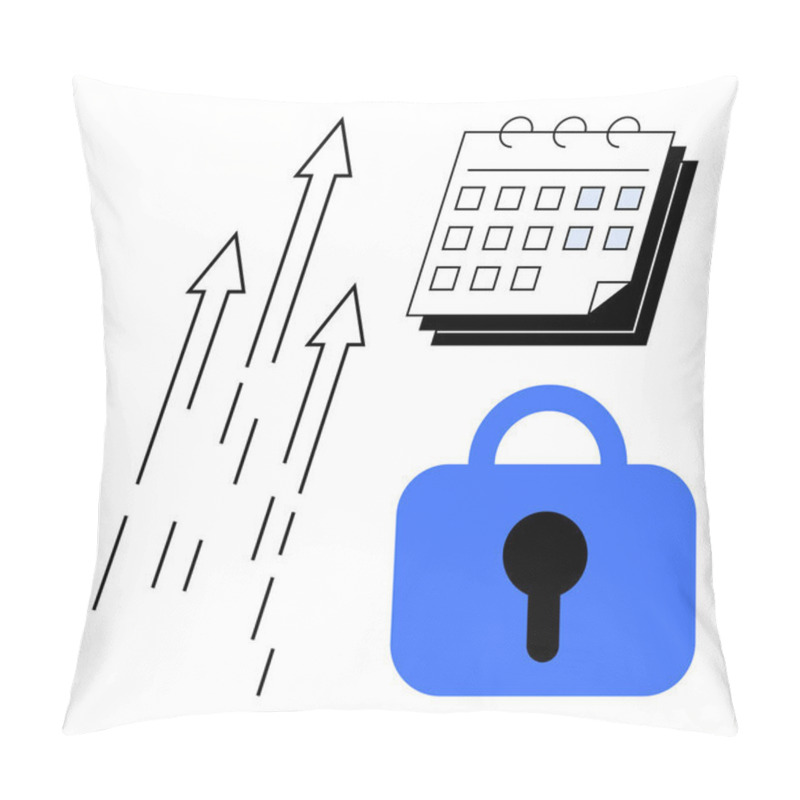 Personality  Three Upward Arrows A Calendar And A Blue Lock Symbol. Ideal For Productivity And Growth, Scheduling And Planning, Security And Safety, Business And Strategy, Time Management And Efficiency. Simple Pillow Covers