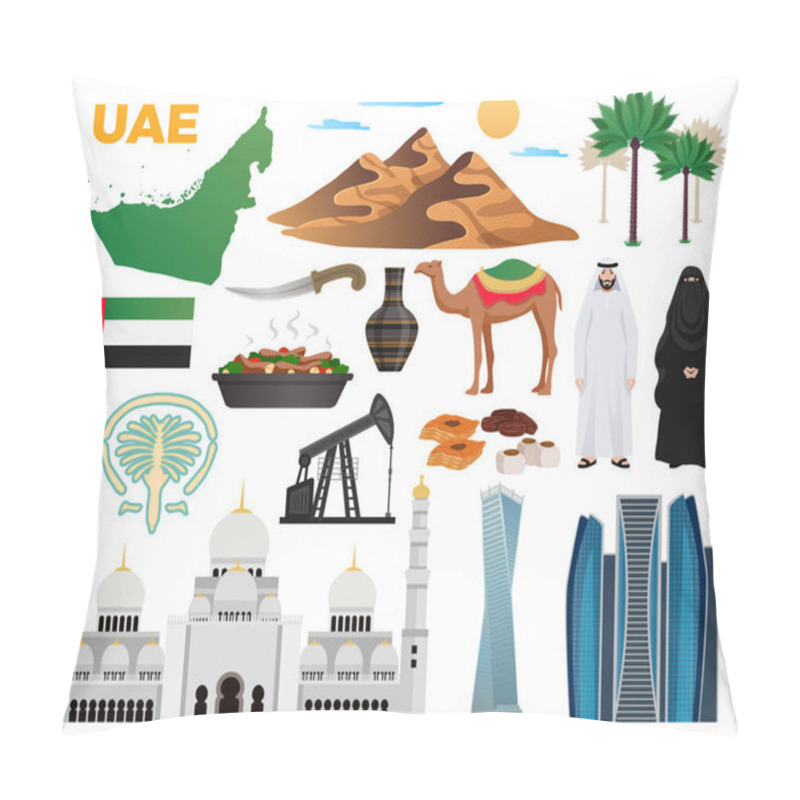 Personality  UAE Travel Icons Set  Pillow Covers