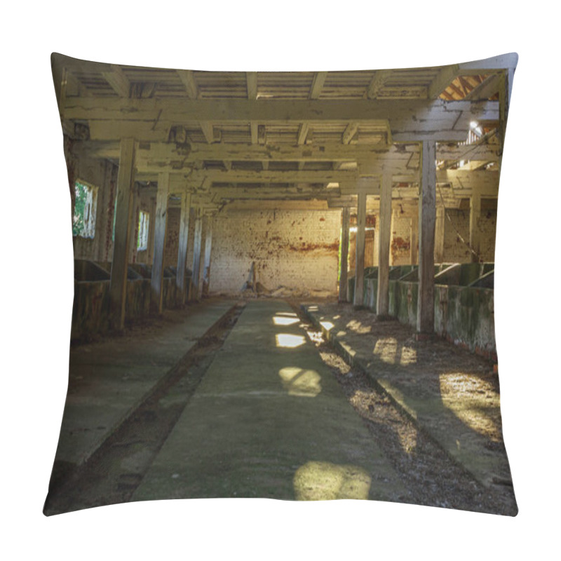 Personality  Old Farm Building Under Construction, Abandoned Cow Cattle Feeding Room Place Pillow Covers