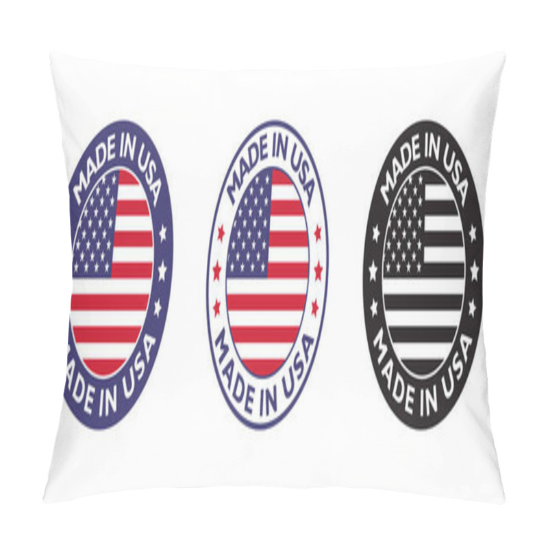 Personality  Made In USA Labels Icon Set, Made In USA Logo, USA Badges In Trendy Style , American Product Emblem, Vector Illustration Pillow Covers