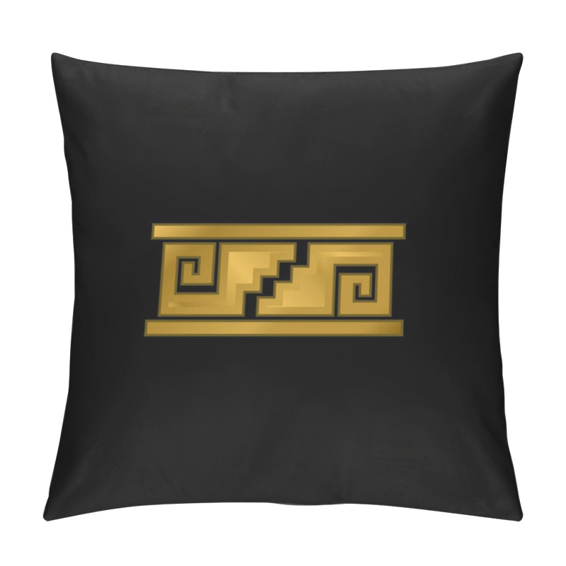 Personality  Artisanal Mosaic Of Mexico Gold Plated Metalic Icon Or Logo Vector Pillow Covers