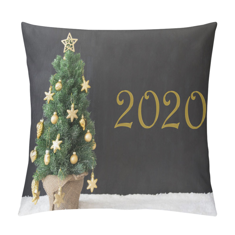 Personality  Christmas Tree, Text 2020, Black Concrete, Golden Decoration Pillow Covers