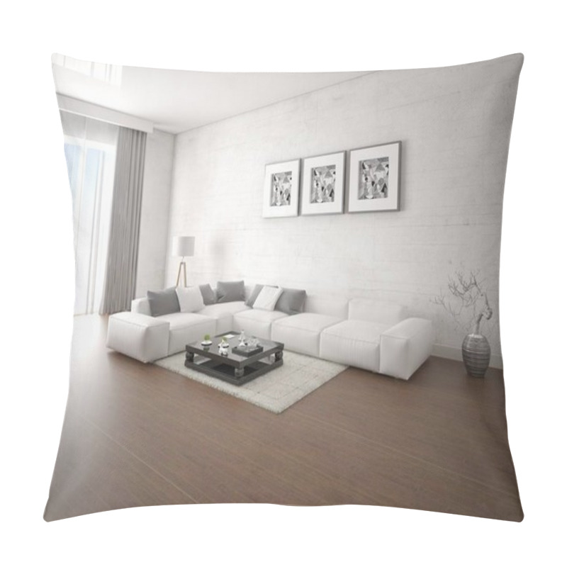 Personality  Mock Up A Stylish Living Room With A Large Bright Corner Sofa And Trendy Hipster Backdrop. Pillow Covers