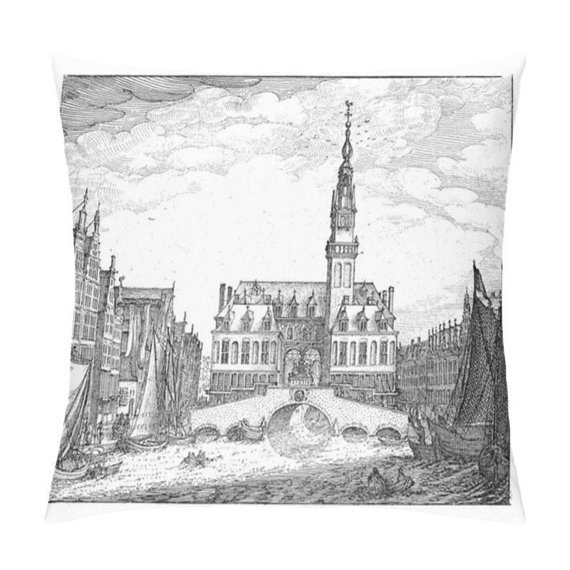 Personality  View Of The Hendrik De Keyser Stock Exchange In Amsterdam, Seen From The Rokin. View Of The Koopmansbeurs Of City Architect Hendrick De Keyser In Amsterdam, Seen From The Side Of The Rokin Pillow Covers