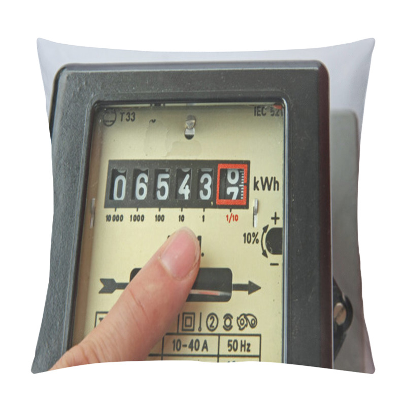 Personality  Finger Indicating The Figures In An Electric Energy Meter Pillow Covers