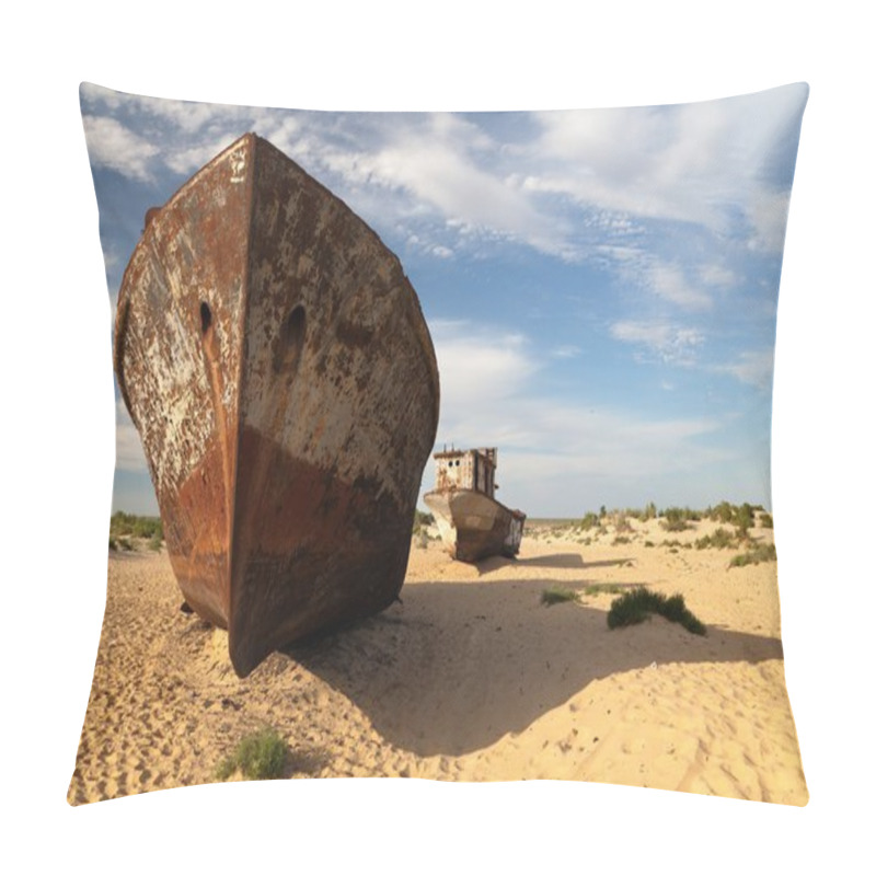 Personality  Boats In Desert Around Moynaq, Muynak Or Moynoq - Aral Sea Or Aral Lake - Uzbekistan - Asia Pillow Covers