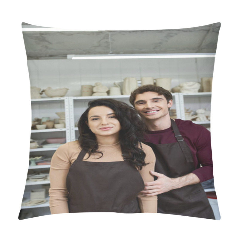 Personality  A Loving Couple Crafts Beautiful Pottery In Their Stylish Workspace. Pillow Covers