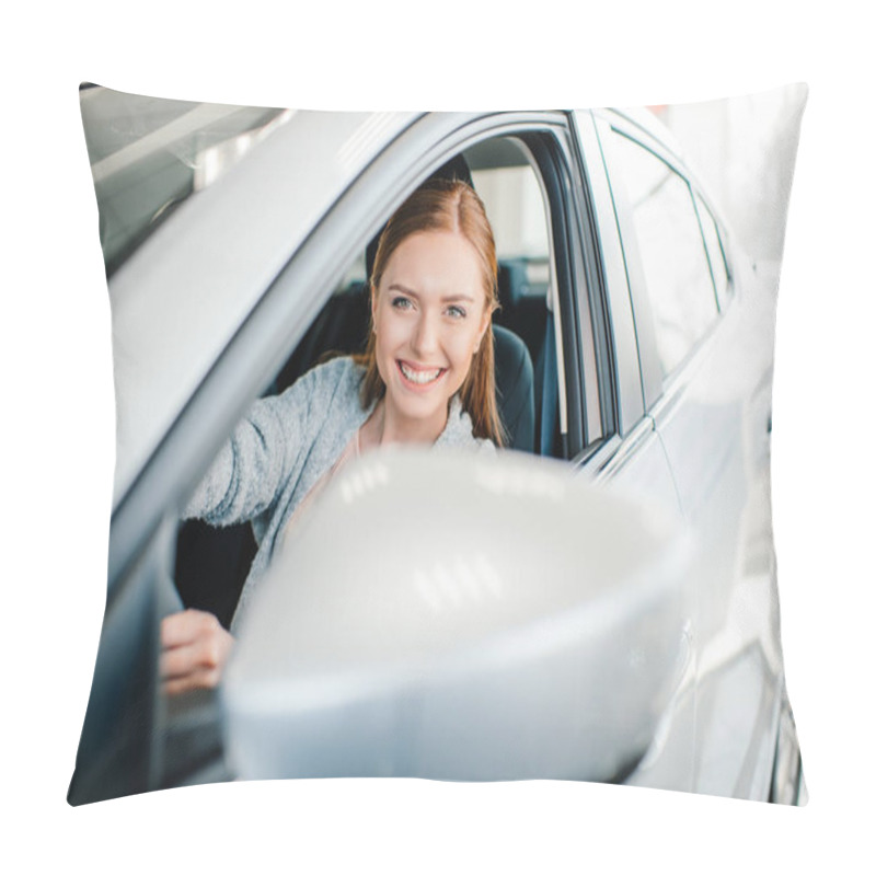 Personality  Woman Sitting In New Car  Pillow Covers