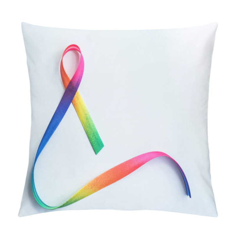 Personality  Rainbow Ribbon Awareness. LGBT Community. World Aids Day. Symbolic Concept For Raising Awareness Campaign On People With HIV Concept Pillow Covers