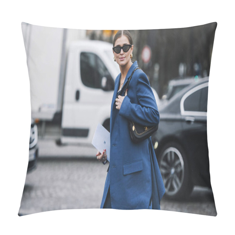 Personality  Paris, France - March 05, 2019: Street Style Outfit Before A Fashion Show During Milan Fashion Week - PFWFW19 Pillow Covers