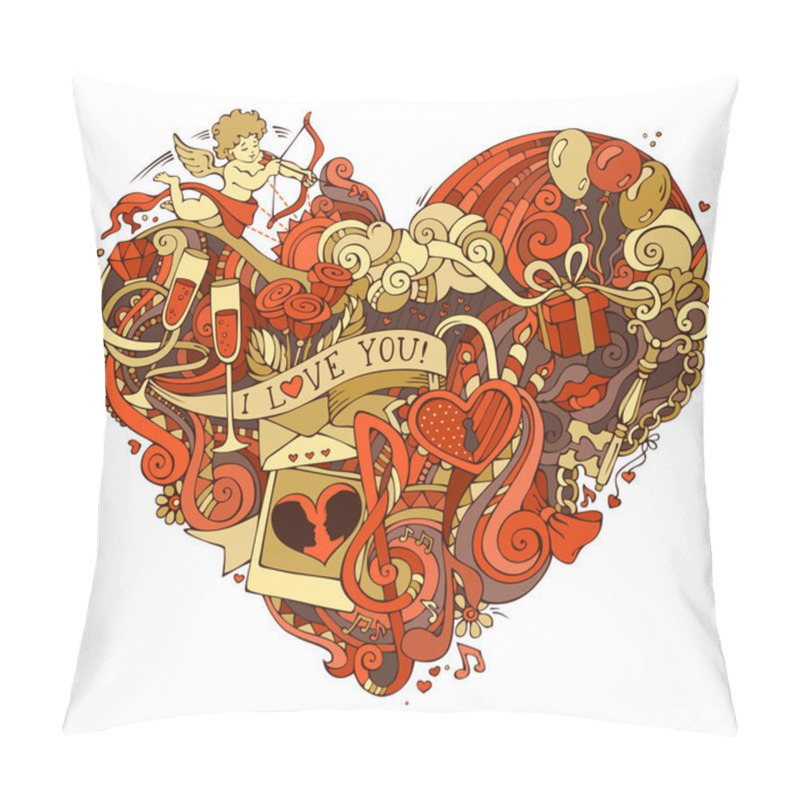 Personality  Gold And Red Heart Illustration. Pillow Covers