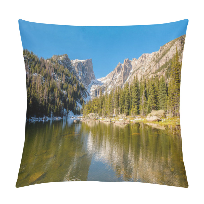 Personality  Dream Lake And Reflection With Mountains In Snow Around At Autumn. Rocky Mountain National Park In Colorado, USA.  Pillow Covers