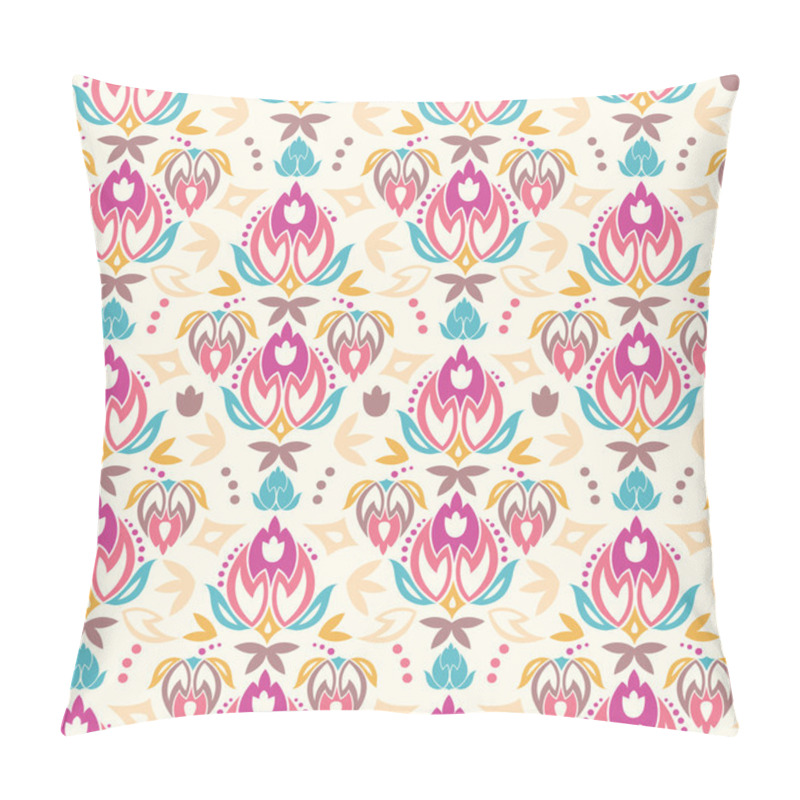 Personality  Abstract Damask Tulips Seamless Pattern Background Pillow Covers