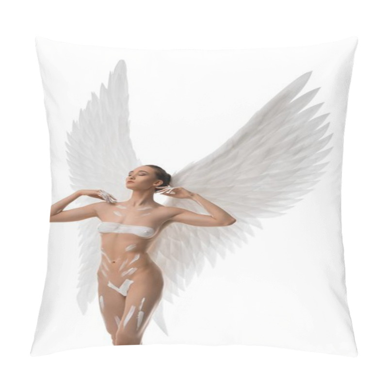 Personality  Nude Brunette With Beautiful Wings Profile Shot Pillow Covers