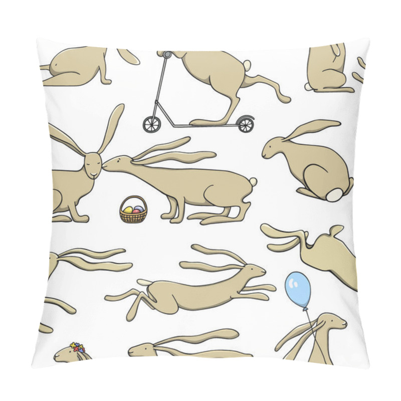 Personality  Hand Drawn Hares Pattern Pillow Covers