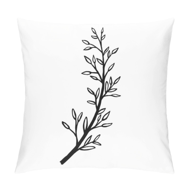 Personality  Hand Drawn Plants And Tree Branches With Leaves. Vector Floral Silhouettes. Graphic Design Elements. Black And White Botanical Illustration. Pillow Covers