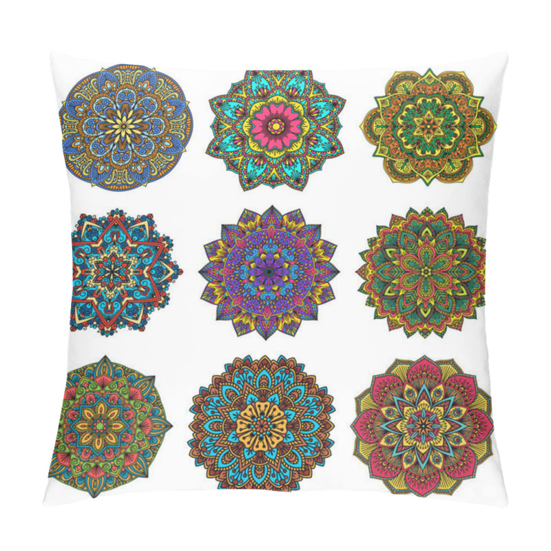 Personality  Mandala Pattern Flower Vector Set. Pillow Covers