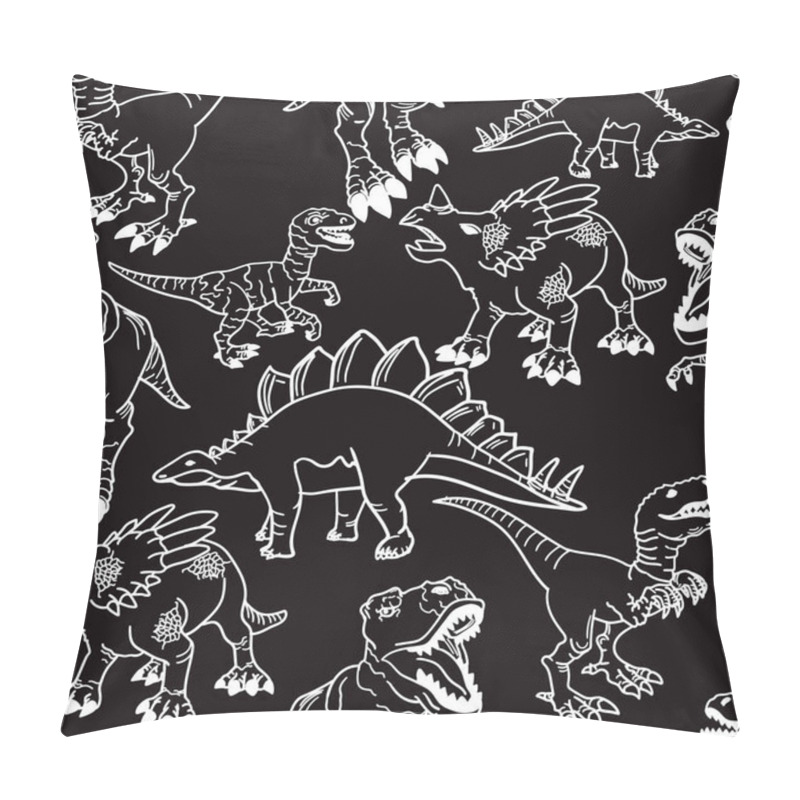 Personality  Seamless Silhouette Dino Pattern, Print For T-shirts, Textiles, Wrapping Paper, Web. Original Design With T-rex, Dinosaurs. Grunge Design For Boys And Girls Pillow Covers