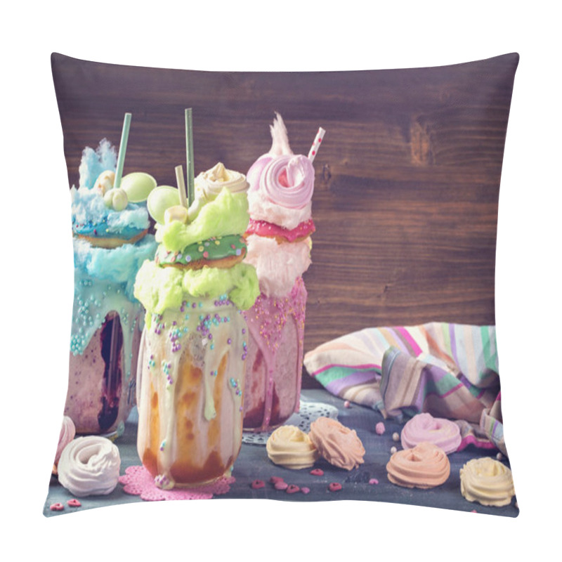 Personality  Freakshakes With Donuts And Candy Floss Pillow Covers