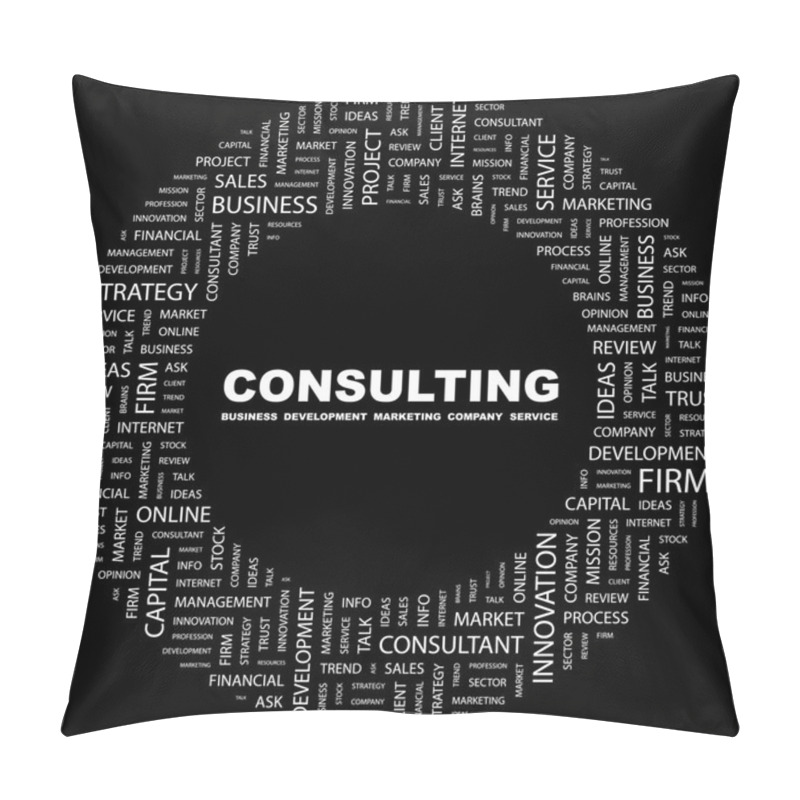 Personality  CONSULTING. Word Collage On Black Background. Pillow Covers