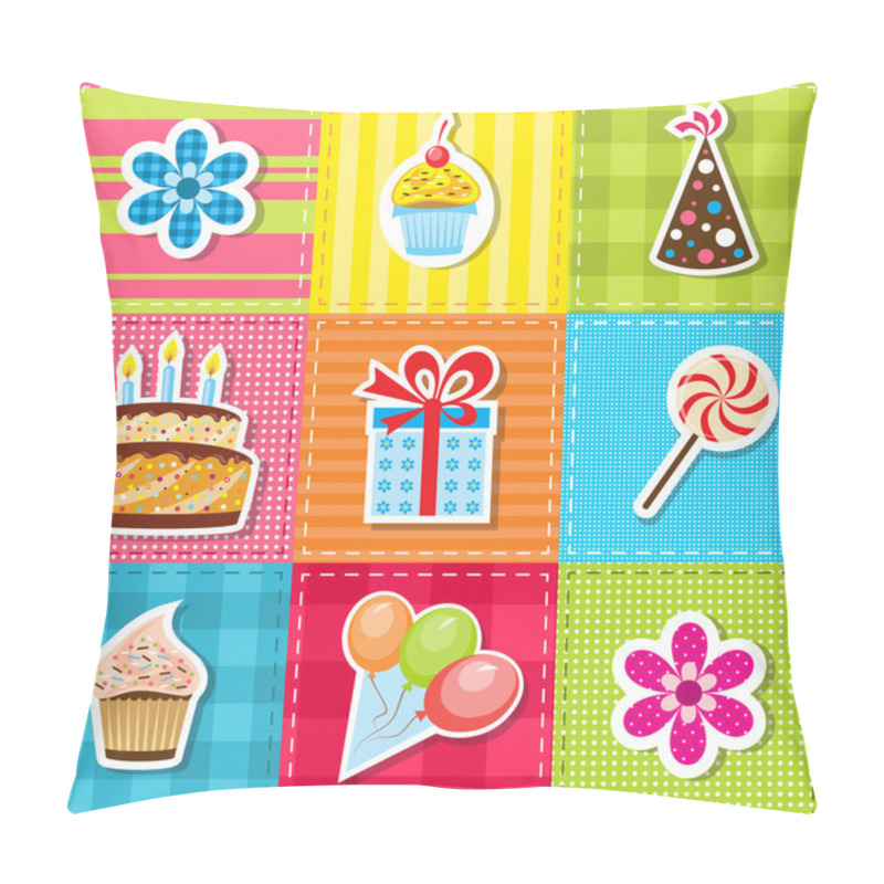 Personality  Patchwork With Birthday Party Elements Pillow Covers