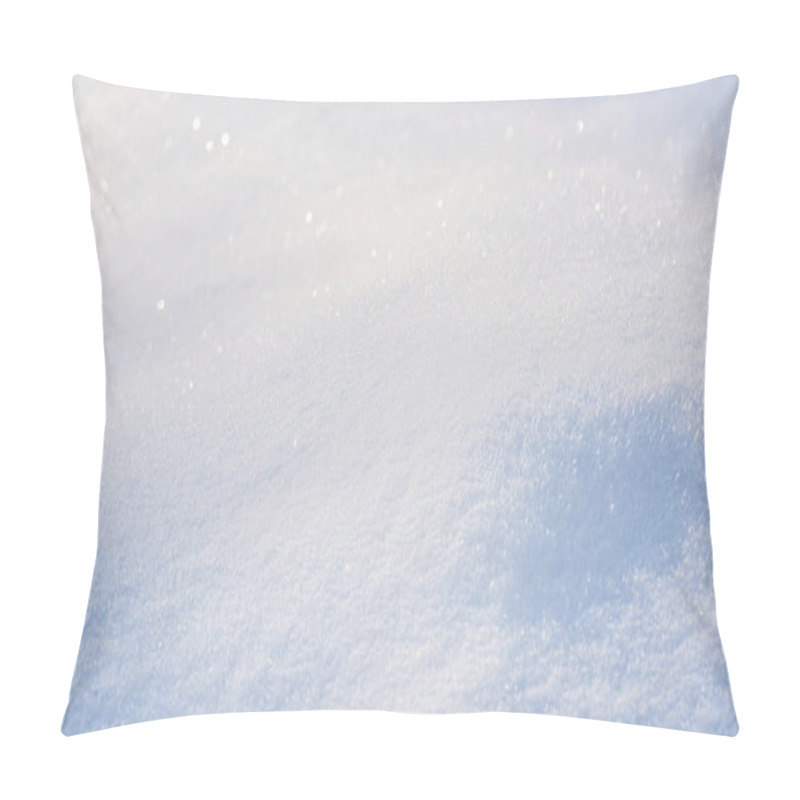 Personality  Winter Card Design. Beautiful Fluffy Snow Outdoors. Cold Landscape. Natural Winter Snow Background With Bokeh.  Pillow Covers