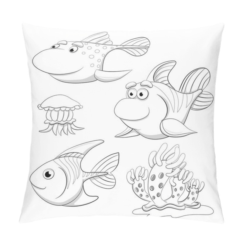 Personality  Cartoon Set Of Funny Fishes Pillow Covers