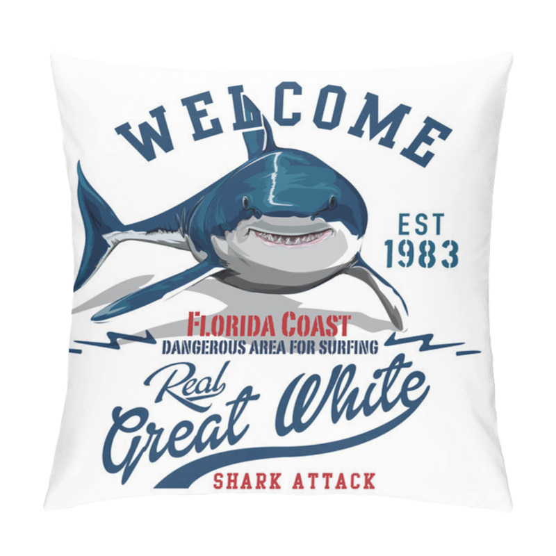 Personality  Toothy White Shark Illustration Pillow Covers