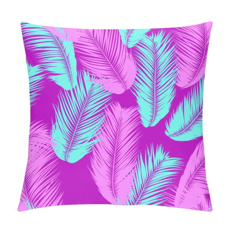 Personality  Tropical Palm Tree Leaves. Vector Seamless Pattern. Simple Silhouette Coconut Leaf Sketch. Summer Floral Background. Jungle Foliage. Trendy Wallpaper Of Exotic Palm Tree Leaves For Textile Design. Pillow Covers