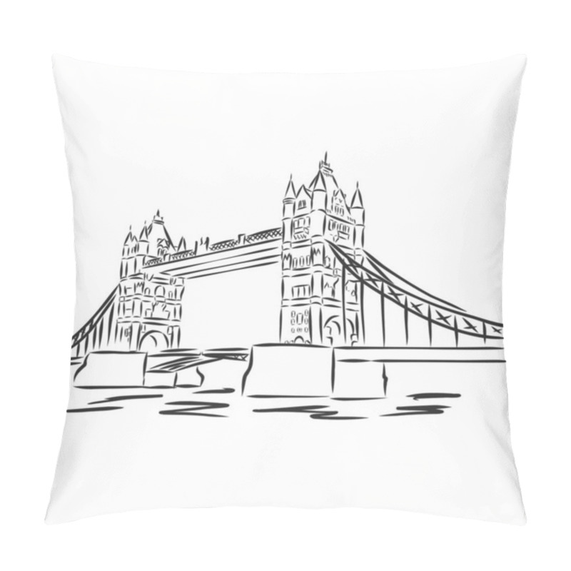 Personality  Tower Bridge - Hand Draw Sketch Illustration Pillow Covers