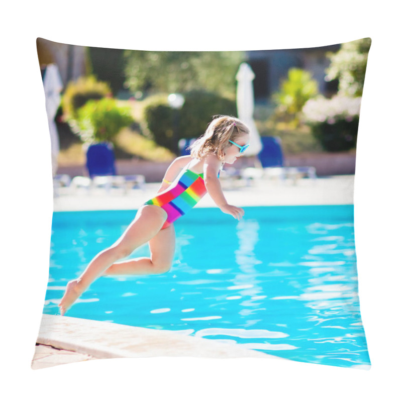 Personality  Child In Swimming Pool On Summer Vacation Pillow Covers