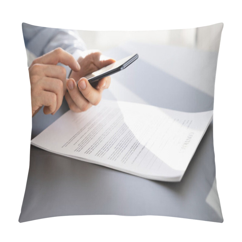 Personality  Taking Document Paper Photo Using Smartphone Scanner App Pillow Covers