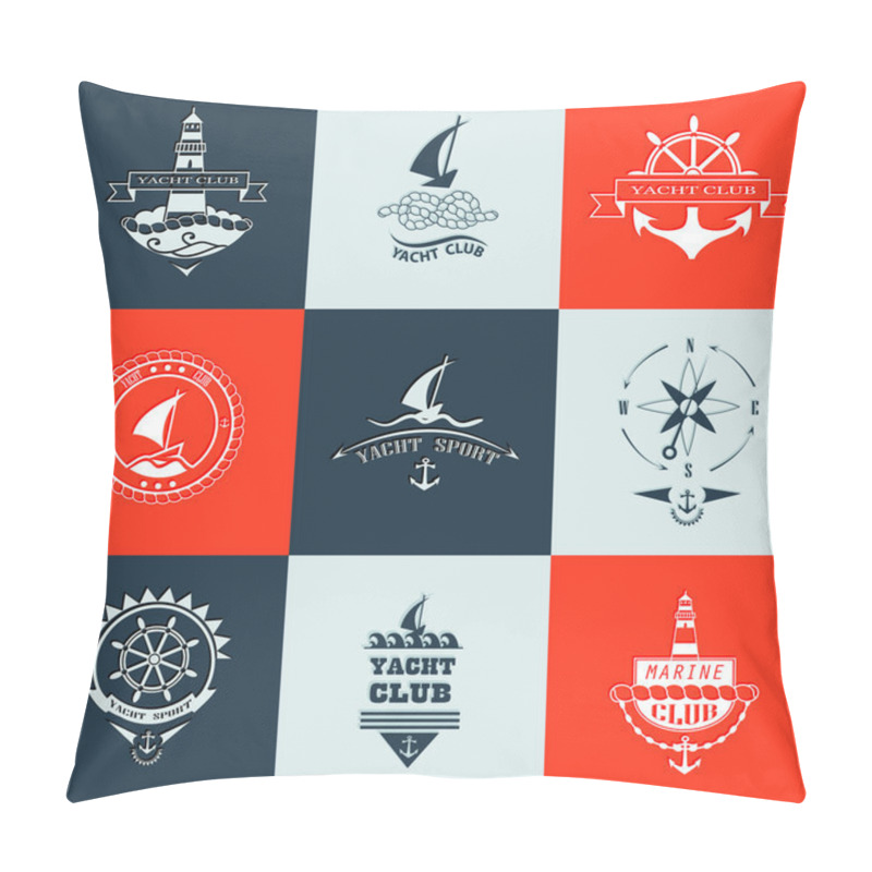 Personality  Set Of Yacht Club Logo Collection. Pillow Covers