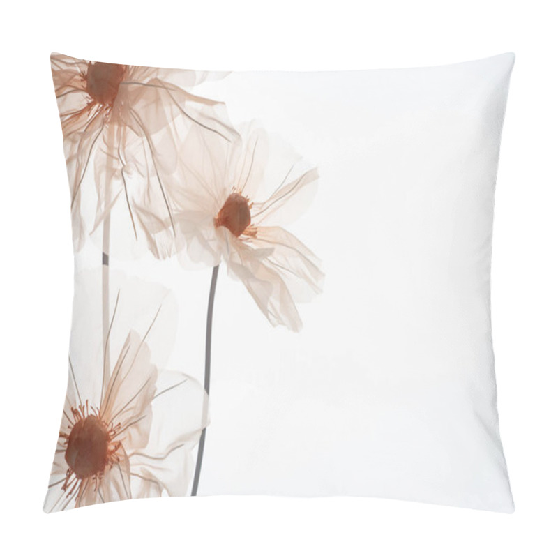 Personality  Delicate Artificial Flowers For A Photo Studio On A Light Background. Soft Peach Color. Space For Text. Pillow Covers